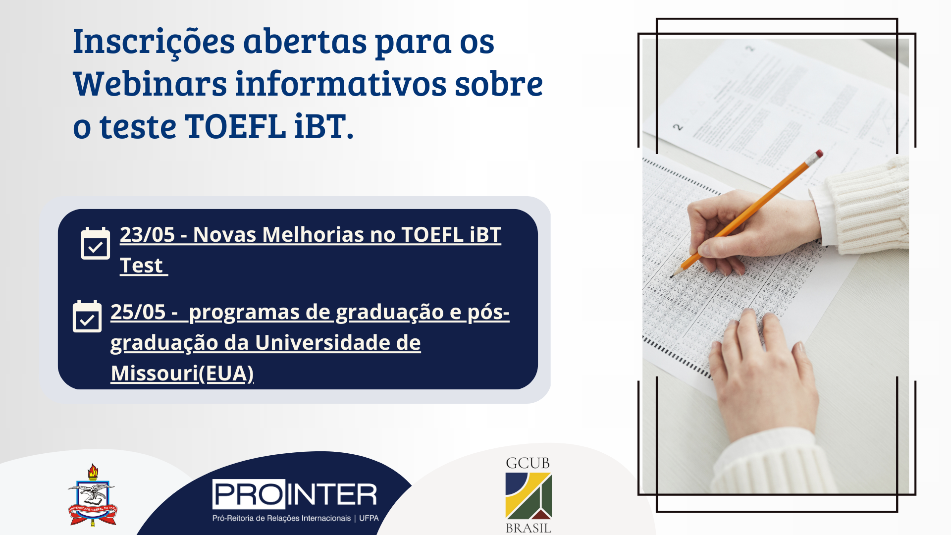 Inscrições abertas para webinários sobre o teste TOEFL iBT