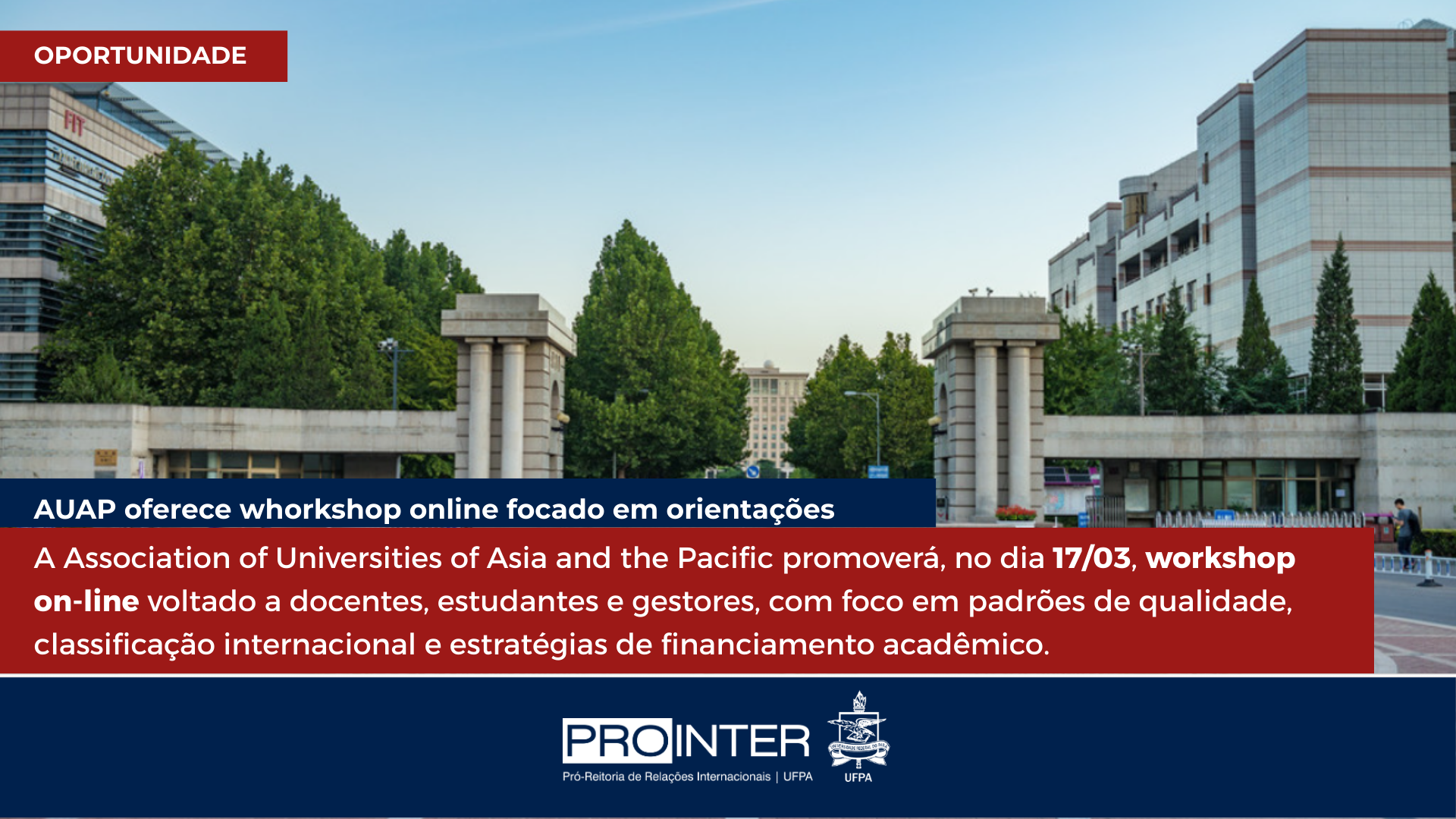Evento on-line da AUAP abordará estratégias para fortalecimento institucional e inserção internacional no ensino superior