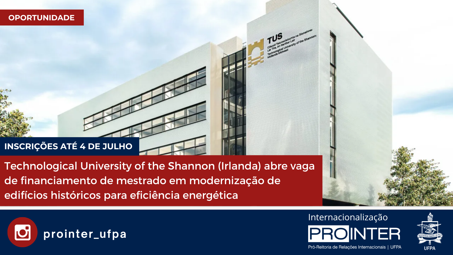 Technological University of the Shannon (Irlanda) abre vaga de financiamento de mestrado em modernização de edifícios históricos para eficiência energética