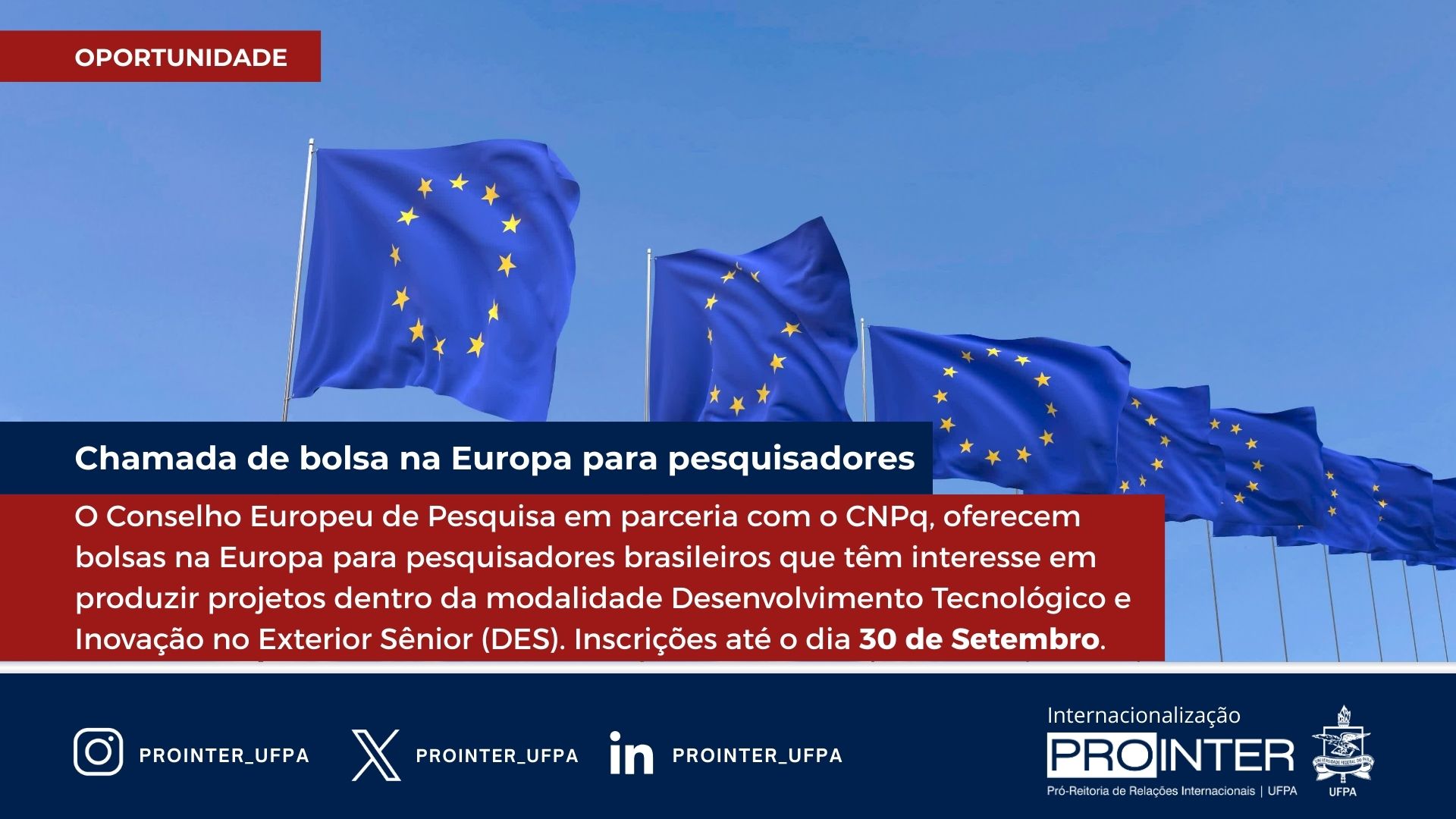 Inscrições abertas para Bolsas de pesquisa na Europa
