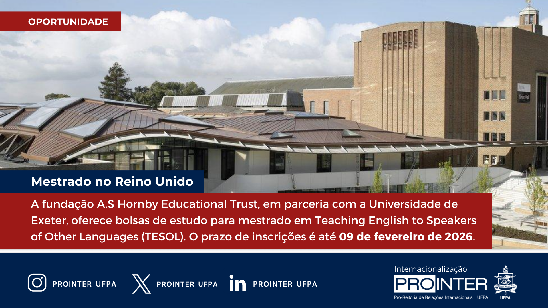 Bolsa de Mestrado em TESOL no Reino Unido – Hornby Scholarships