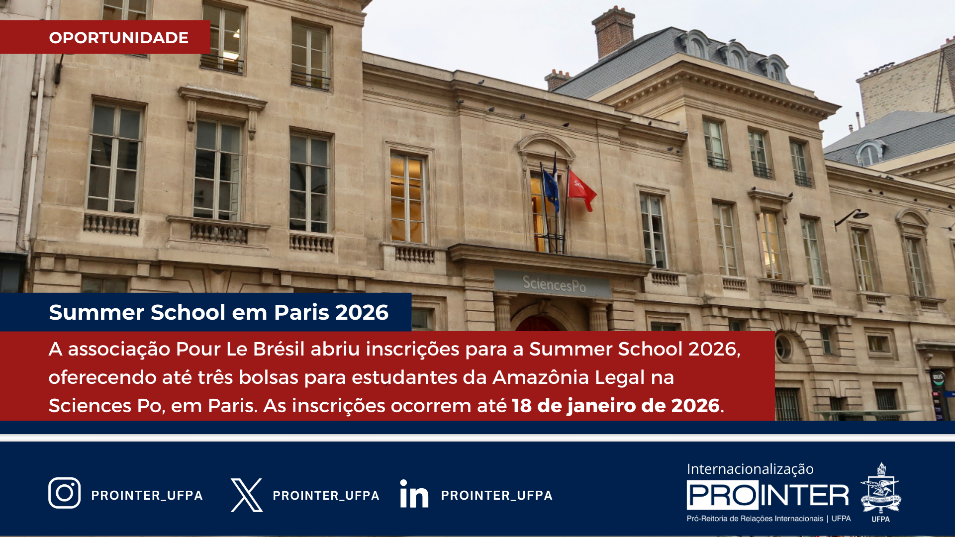 Aberto Edital de Bolsas para Summer School na Sciences Po Paris em 2026