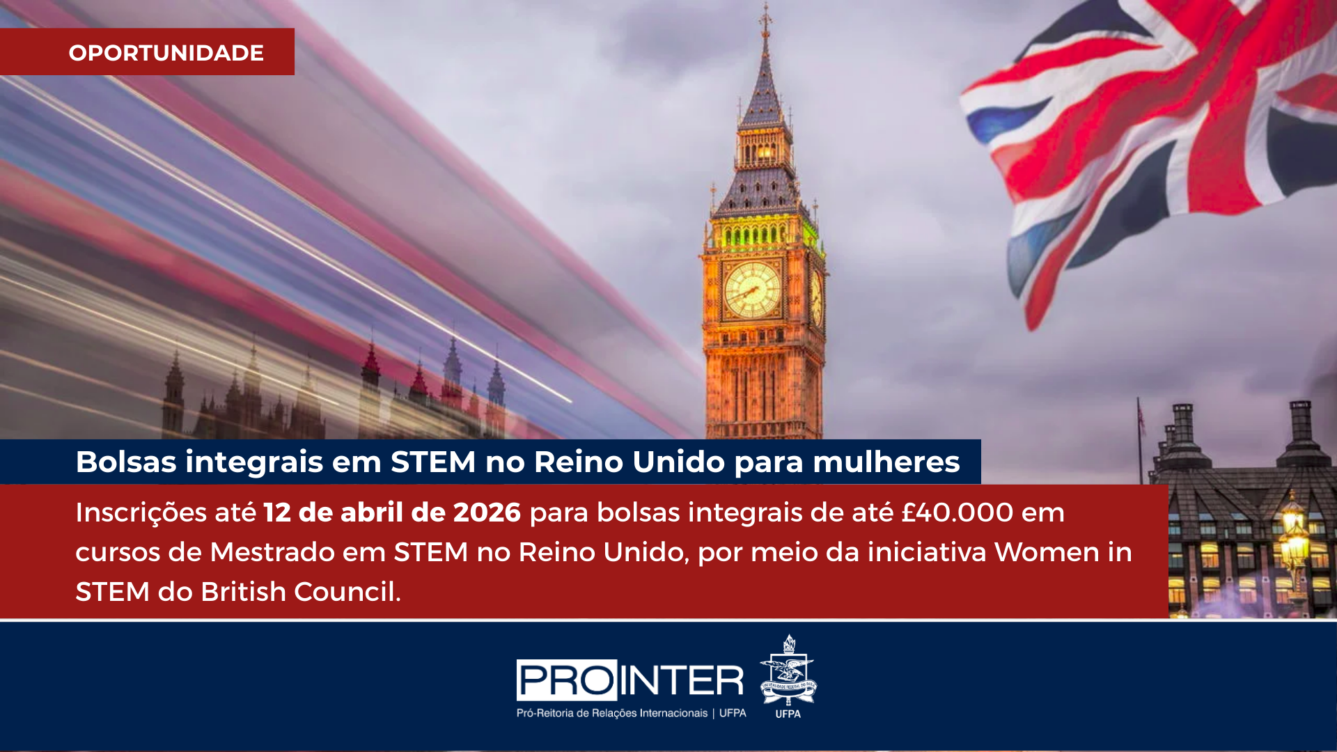 Inscrições abertas para mestrado em STEM no Reino Unido voltado a mulheres brasileiras